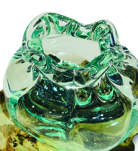 ROOT WITH MOLTEN CRINKLE GLASS BOWL SMALL