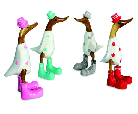 DUCK WITH HEART PRINT 28CM (RANDOM COLOURS)