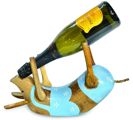 WOODEN PIG BOTTLE HOLDER (Random Colours)
