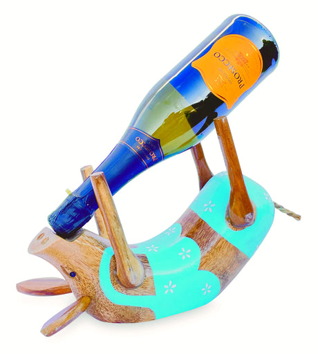 WOODEN PIG BOTTLE HOLDER (Random Colours)