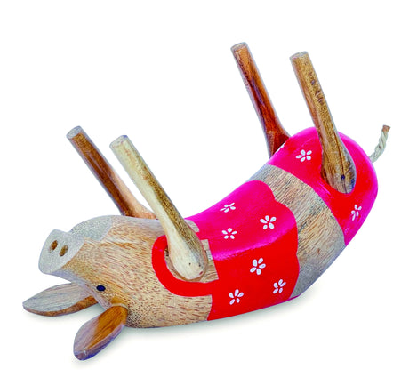 WOODEN PIG BOTTLE HOLDER (Random Colours)