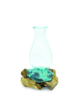 DRIFTWOOD WITH MOLTEN GLASS VASE 25CM