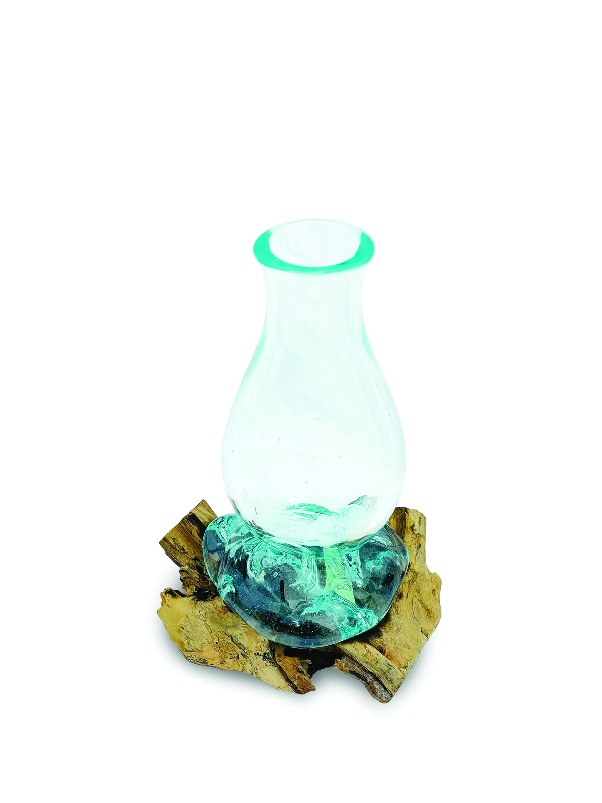DRIFTWOOD WITH MOLTEN GLASS VASE 25CM