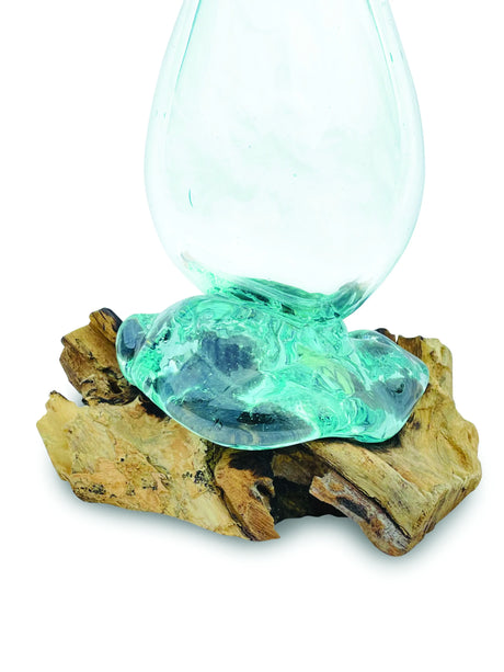 DRIFTWOOD WITH MOLTEN GLASS VASE 25CM
