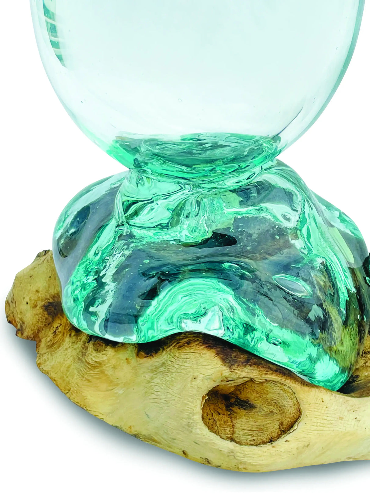 DRIFTWOOD WITH MOLTEN GLASS VASE 33CM