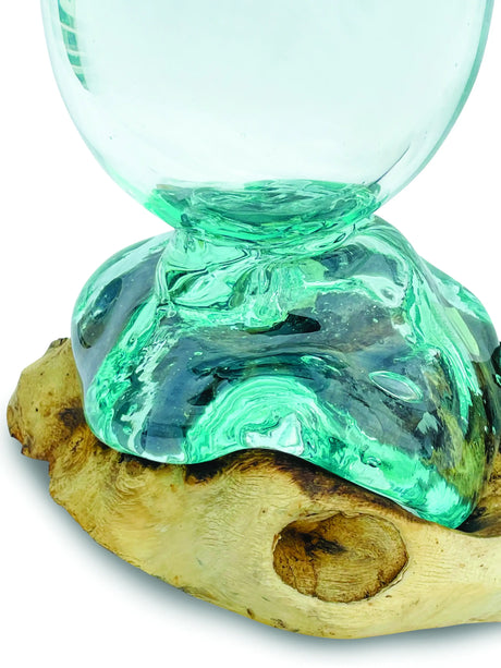 DRIFTWOOD WITH MOLTEN GLASS VASE 33CM