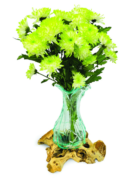 DRIFTWOOD WITH CRINKLE MOLTEN GLASS VASE 33CM