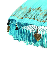 BALI SUN PARASOL BLUE AND GOLD LARGE 2.5M (WITH POLE JOINT)