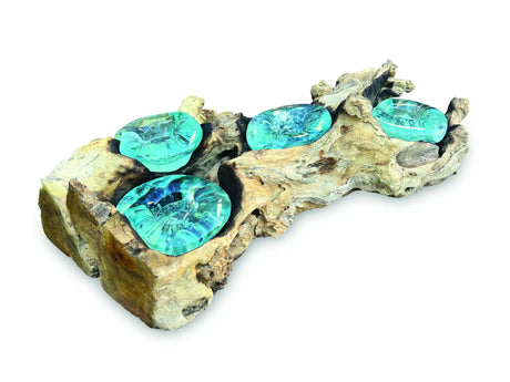 ROOT WITH GLASS 4 CANDLE HOLDER LOW