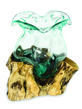 ROOT WITH MOLTEN CRINKLE GLASS BOWL MEDIUM