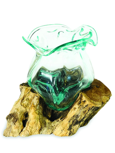 ROOT WITH MOLTEN CRINKLE GLASS BOWL MEDIUM