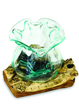 ROOT WITH MOLTEN CRINKLE GLASS BOWL MEDIUM