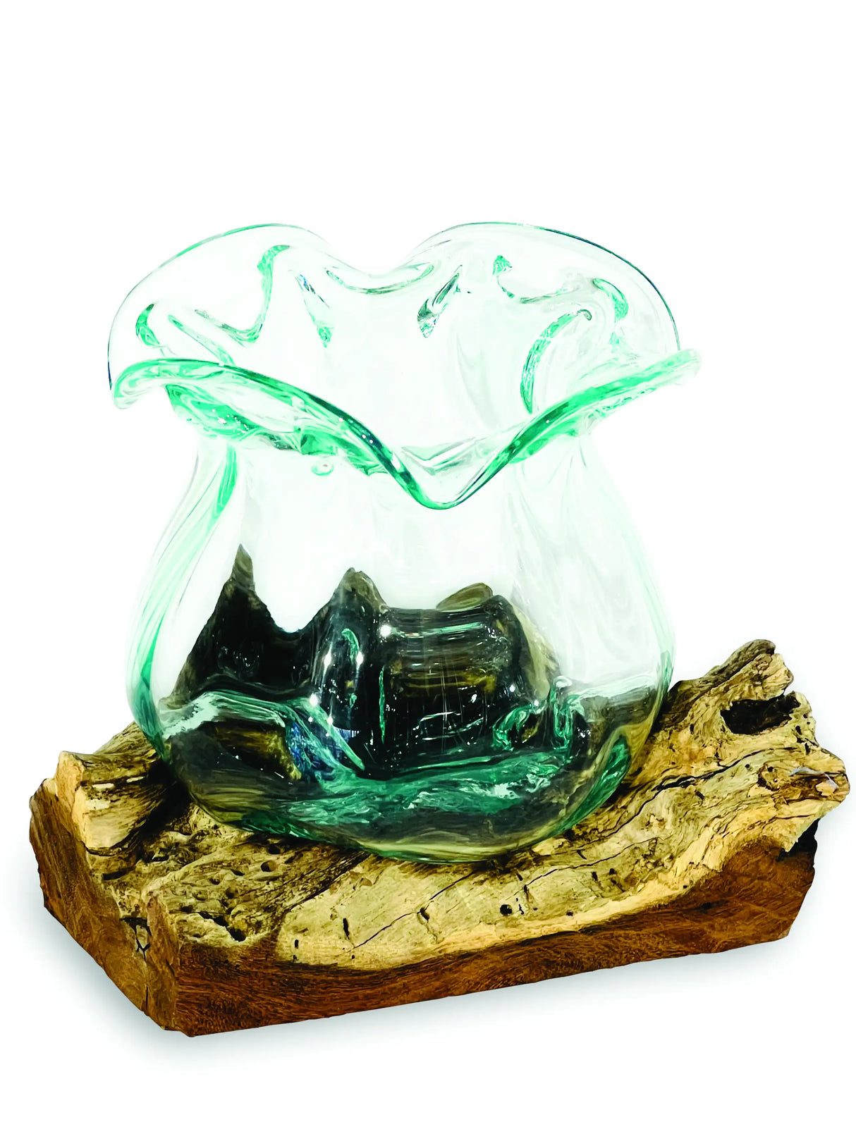 ROOT WITH MOLTEN CRINKLE GLASS BOWL MEDIUM