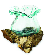 ROOT WITH MOLTEN CRINKLE GLASS BOWL MEDIUM