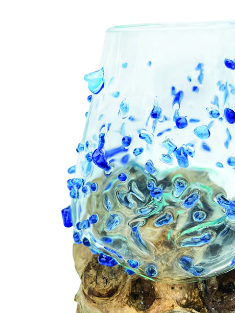 ROOT WITH BLUE DIMPLED GLASS BOWL EXTRA SMALL