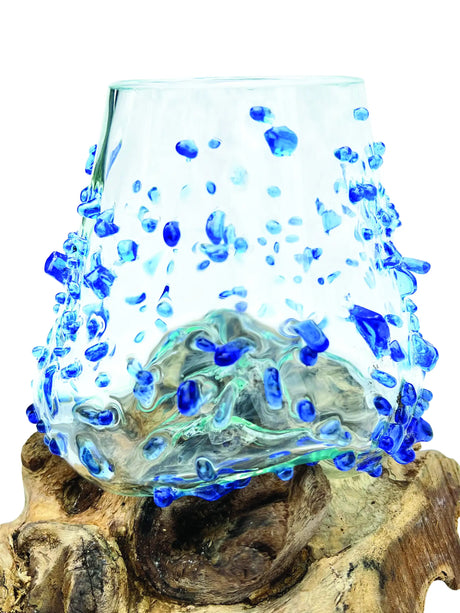 ROOT WITH BLUE DIMPLED GLASS BOWL EXTRA SMALL