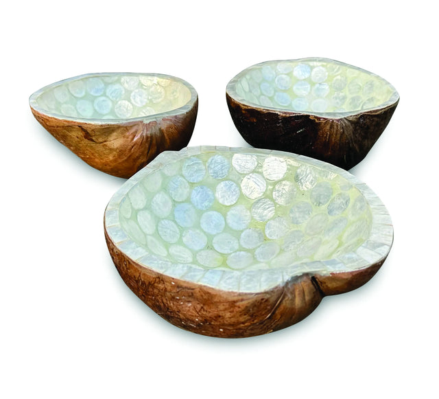 PEARL INLAY COCONUT SHELL BOWL WHITE