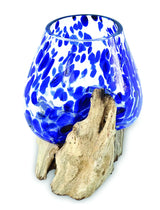 ROOT WITH BLUE MOTTLED GLASS BOWL EXTRA SMALL