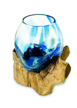 ROOT WITH BLUE MOTTLED GLASS BOWL EXTRA SMALL