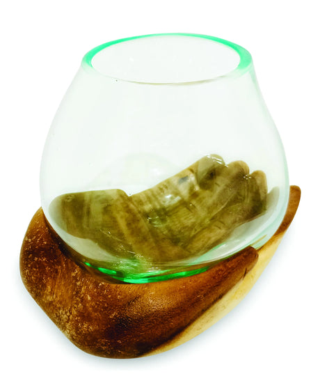 SINGLE HAND OF HOPE WITH MOLTEN GLASS BOWL