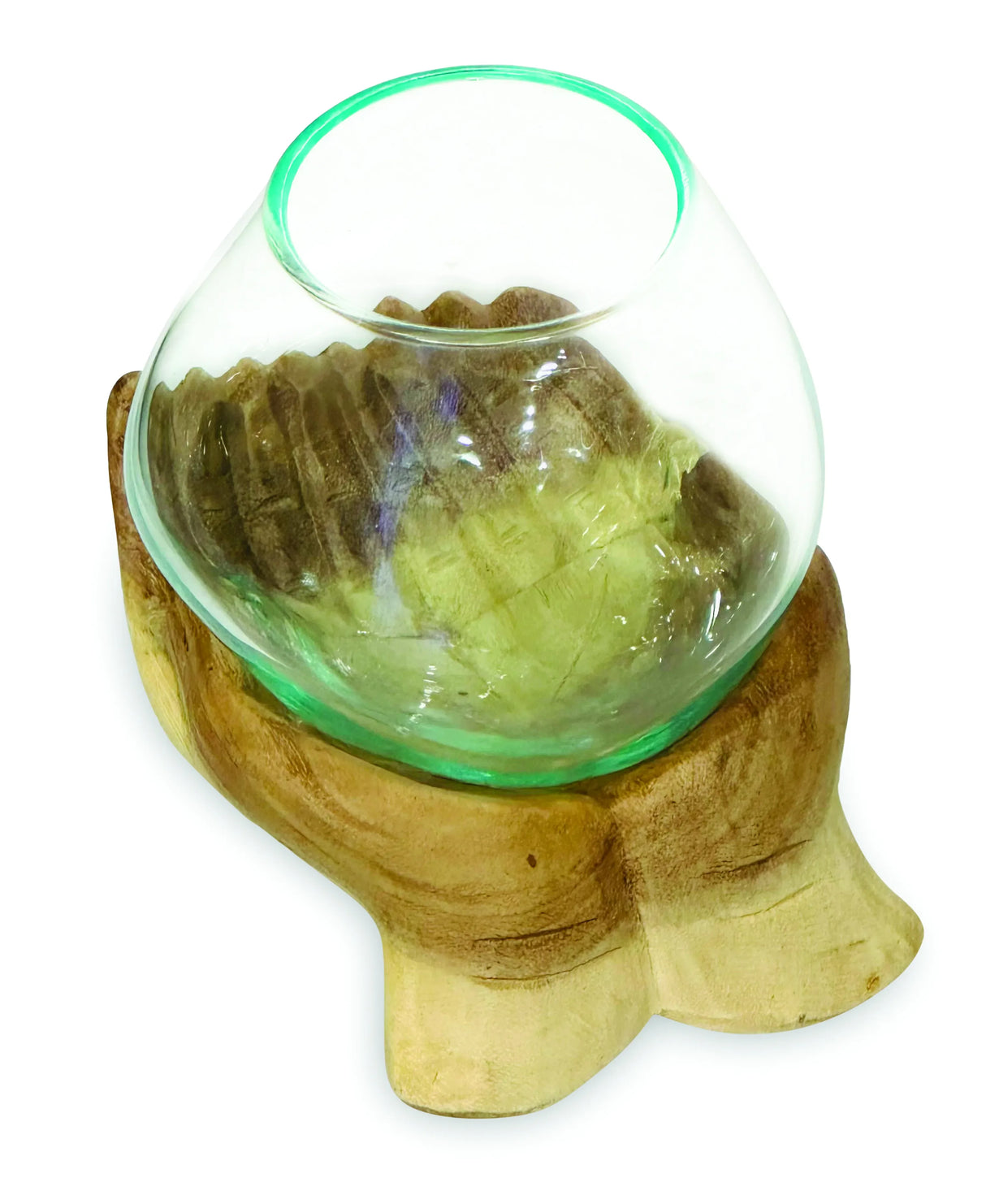 DOUBLE HAND OF HOPE WITH MOLTEN GLASS BOWL