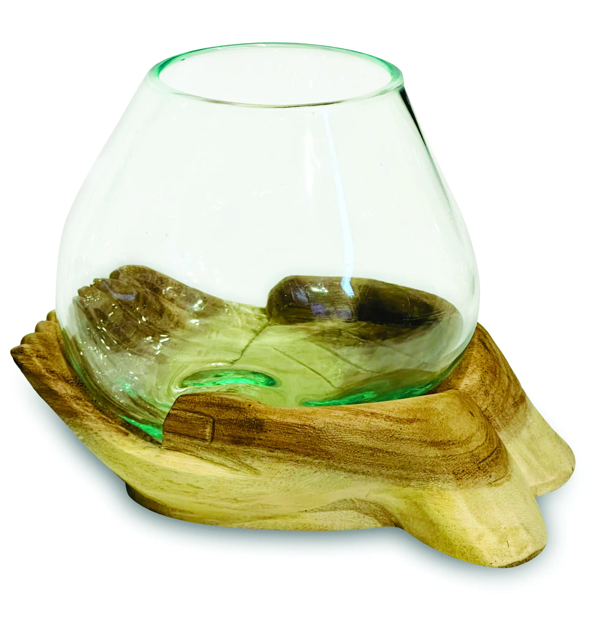 DOUBLE HAND OF HOPE WITH MOLTEN GLASS BOWL