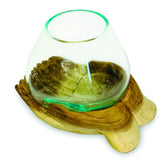 DOUBLE HAND OF HOPE WITH MOLTEN GLASS BOWL