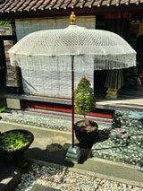 BALI WHITE MACRAM SUN PARASOL 2M (with screw pole fitting)