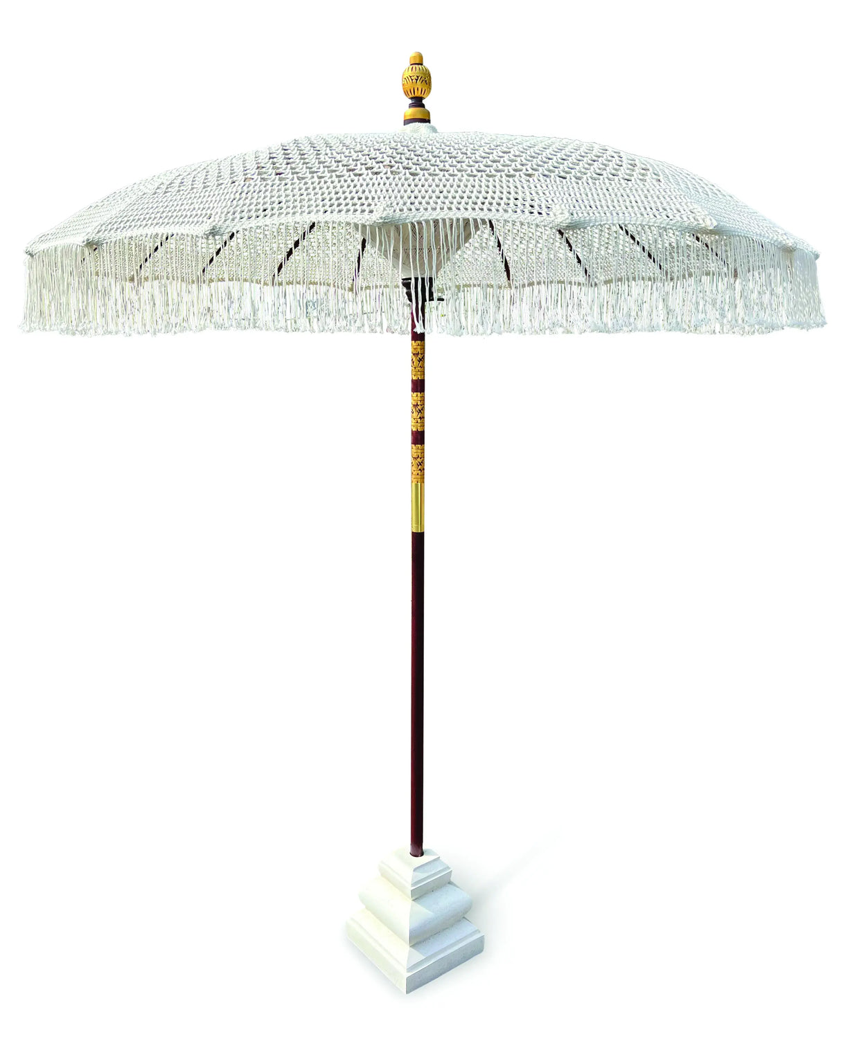 BALI WHITE MACRAM SUN PARASOL 2M (with screw pole fitting)