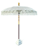 BALI WHITE MACRAM SUN PARASOL 2M (with screw pole fitting)