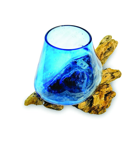 ROOT WITH BLUE TINTED GLASS BOWL TINY