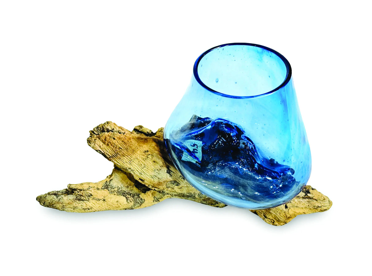 ROOT WITH BLUE TINTED GLASS BOWL TINY