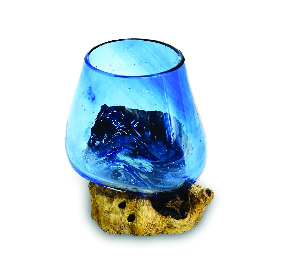 ROOT WITH BLUE TINTED GLASS BOWL TINY