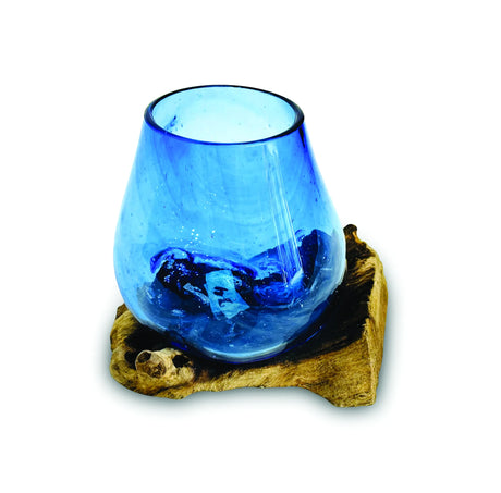 ROOT WITH BLUE TINTED GLASS BOWL TINY
