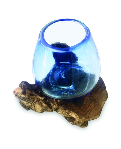 ROOT WITH BLUE TINTED GLASS BOWL TINY