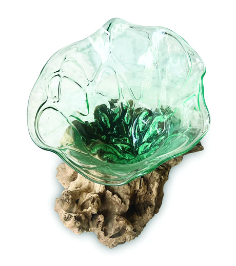 ROOT WITH FLOWER SHAPE MOLTEN GLASS BOWL 35 CM LARGE