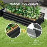 Outsunny Set of 2 Raised Beds for Garden, Galvanised Outdoor Planters for Herbs Vegetables, Use for Patio Balcony, Grey
