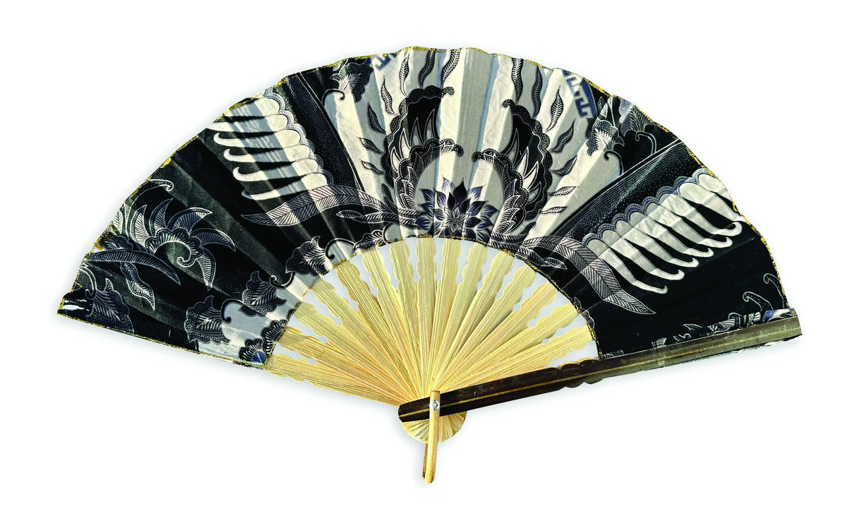 BALI BATIK FABRIC FOLDING FANS 30CM (PACK OF 10 MIXED COLOURS)