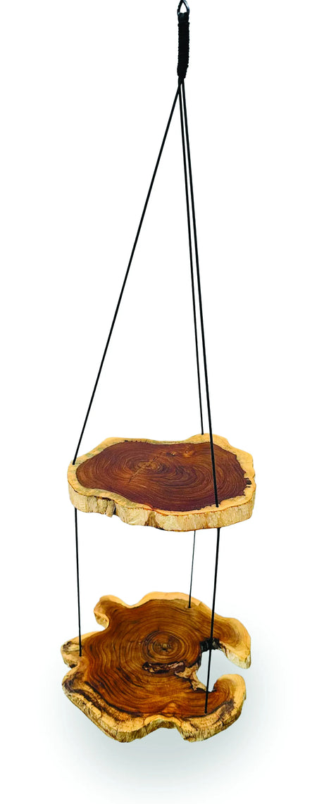 HANGING TREE ROOT SLICES 2 SHELVES 90CM