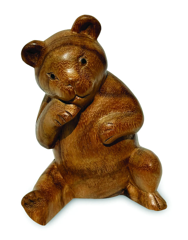 CARVED TEDDY BEAR SHY 15CM