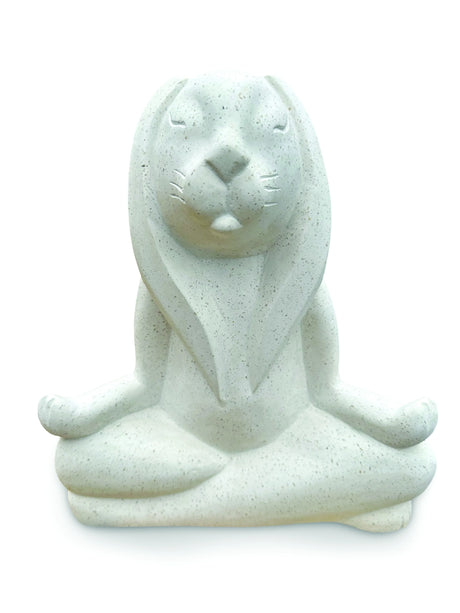 TERRAZO STONE YOGA BUNNY LOTUS POSE STATUE 30CM
