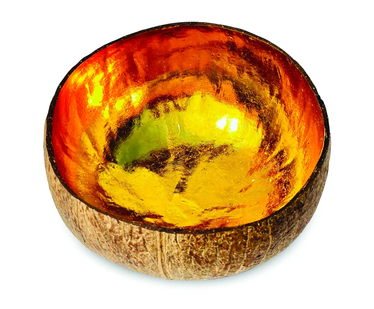 NATURAL COCONUT BOWL PAINTED GOLD