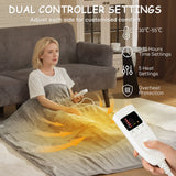 HOMCOM Electric Blanket with Dual Controllers, Machine Washable Heated Throw Blanket with Ultra Soft Flannel Fabric, 5 Heating Levels, 10 Hour Timer, Grey