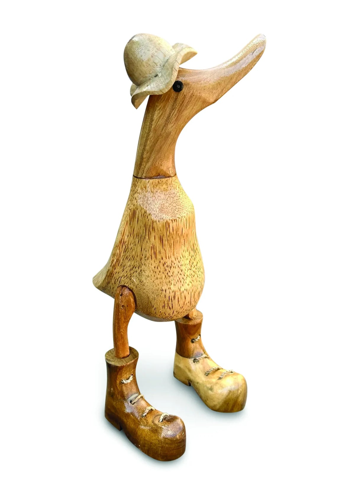 NATURAL DUCK WITH FRILLY HAT AND BOOTS 25CM