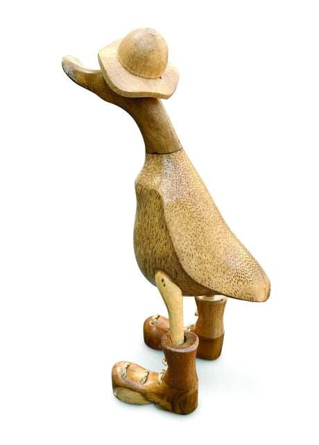 NATURAL DUCK WITH FRILLY HAT AND BOOTS 25CM