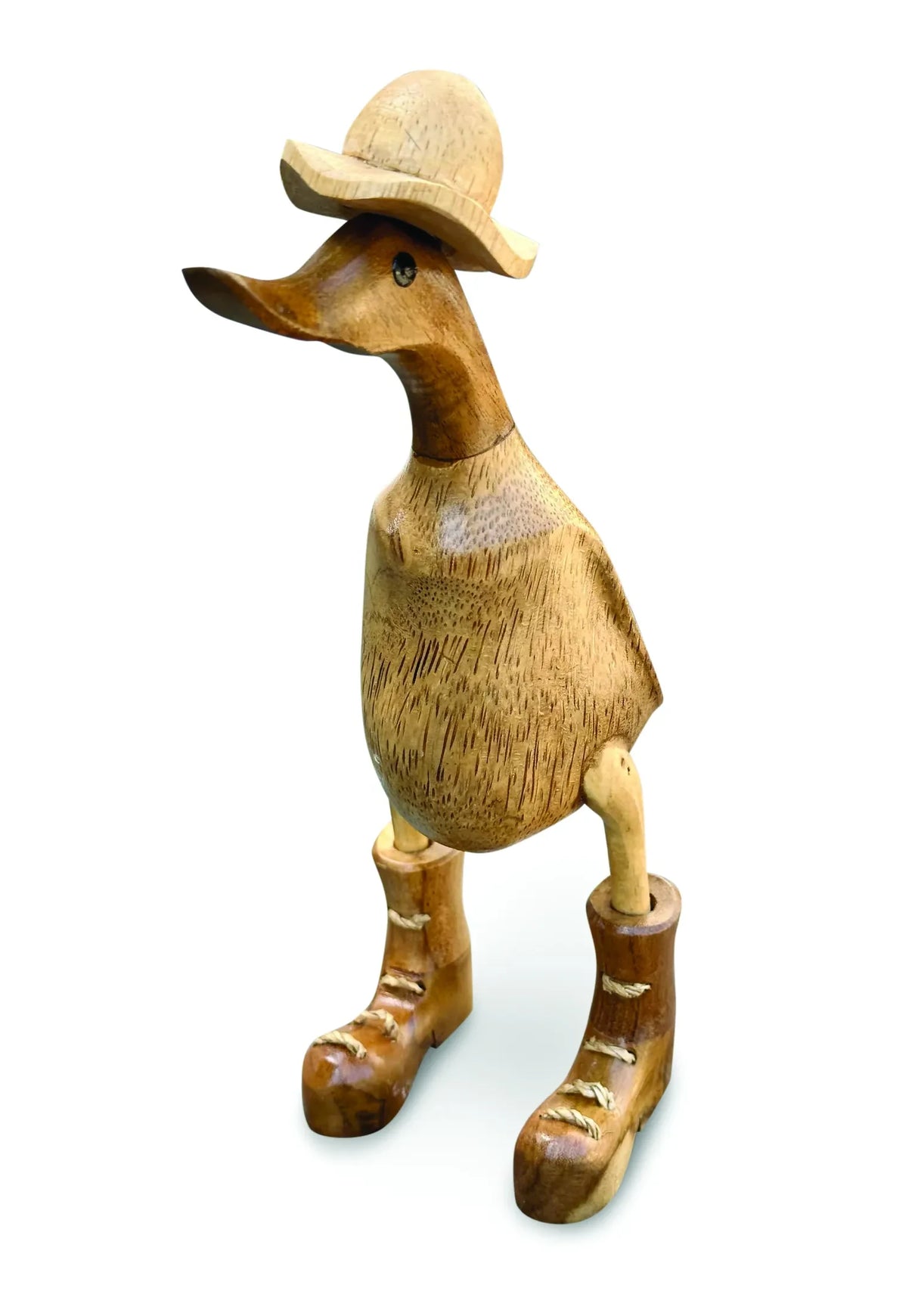 NATURAL DUCK WITH FRILLY HAT AND BOOTS 25CM