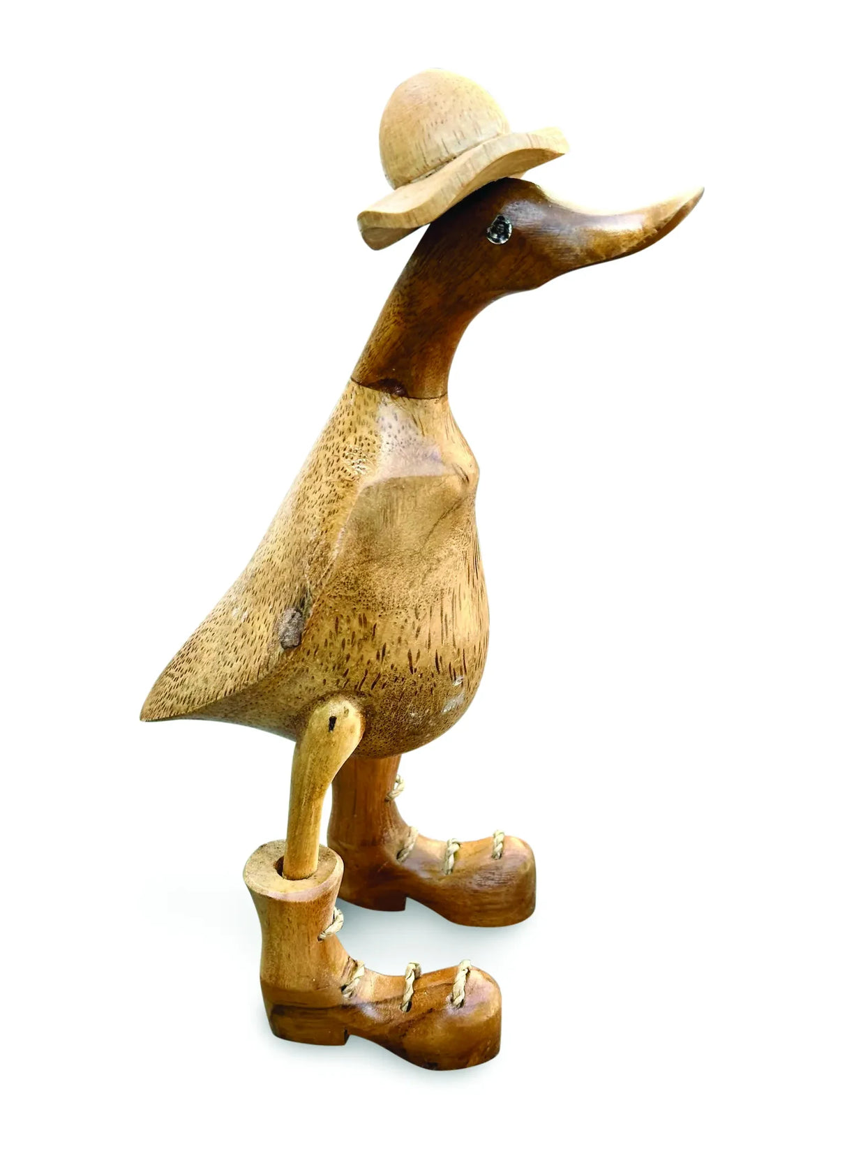 NATURAL DUCK WITH FRILLY HAT AND BOOTS 25CM