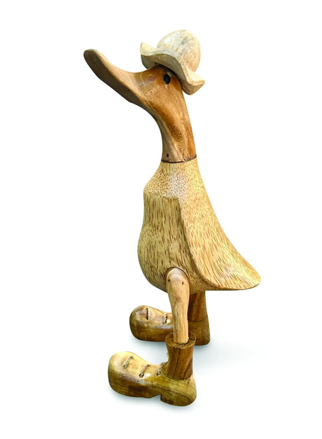 NATURAL DUCK WITH FRILLY HAT AND BOOTS 25CM