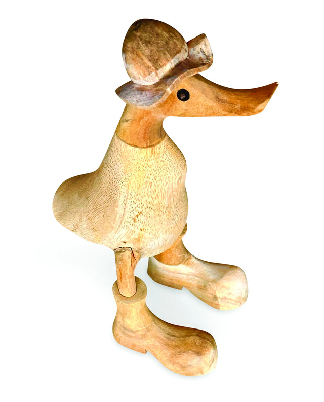 NATURAL DUCK WITH FRILLY HAT AND BOOTS 25CM