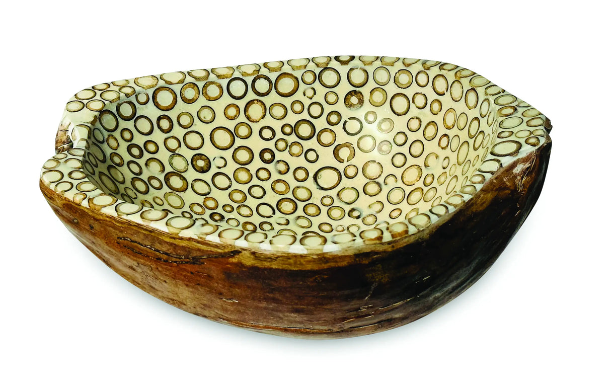 CIRCLES INLAY COCONUT SHELL BOWL OFF WHITE